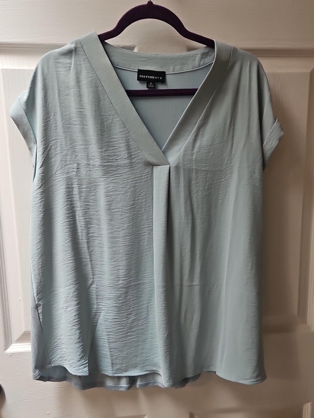 Fortune + Ivy Sage V-Neck Cap Sleeve Blouse